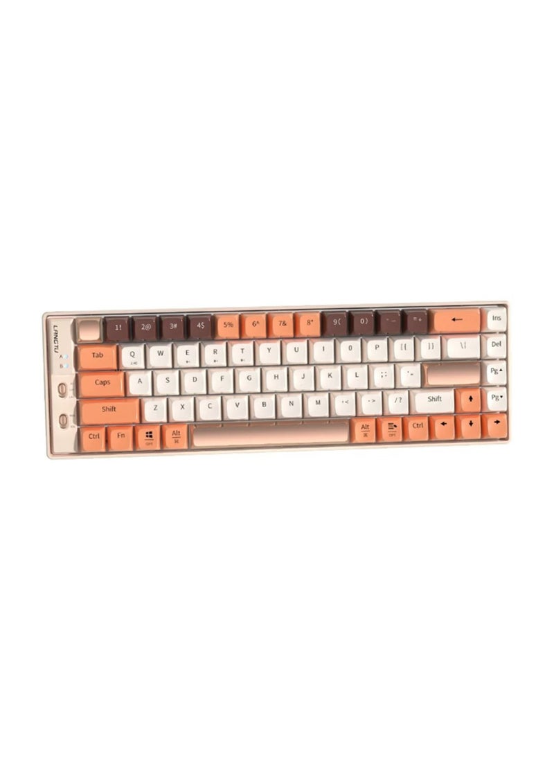 لانغتو - Outemu اللغة إل 10 لوحة مفاتيح ميكانيكية 69 مفتاحًا PBT Keycaps ثلاثي الوضع بلوتوث 5.0 + 2.4G لاسلكي + نوع سي برمجة ماكرو سلكية مخصصة التبديل الميكانيكية ل - البرتقالي COD - Image 1