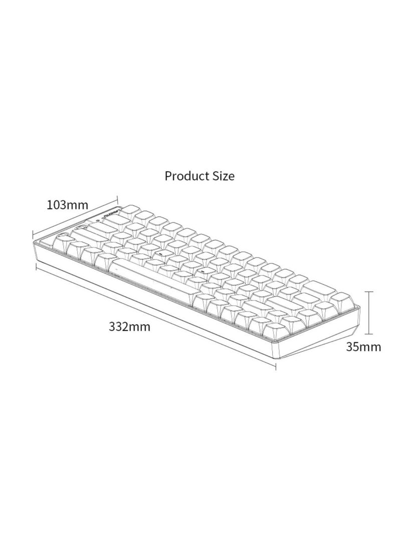 لانغتو - Outemu اللغة إل 10 لوحة مفاتيح ميكانيكية 69 مفتاحًا PBT Keycaps ثلاثي الوضع بلوتوث 5.0 + 2.4G لاسلكي + نوع سي برمجة ماكرو سلكية مخصصة التبديل الميكانيكية ل - البرتقالي COD - Image 1
