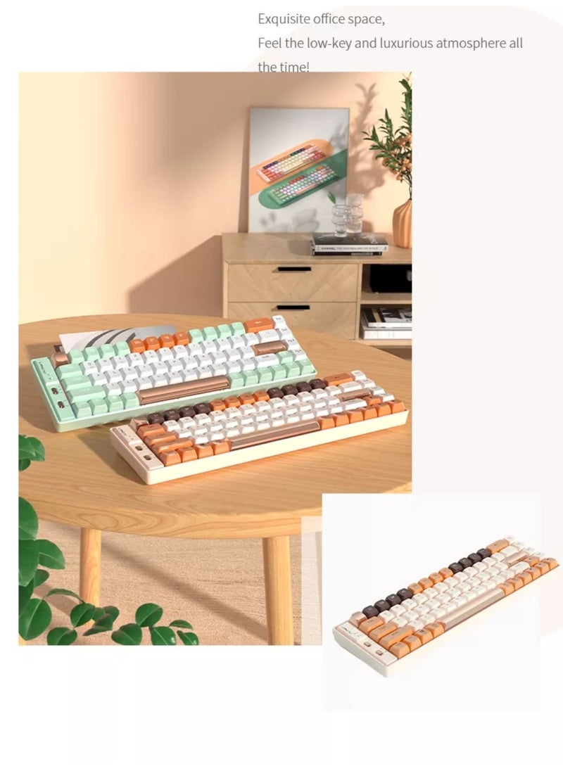 لانغتو - Outemu اللغة إل 10 لوحة مفاتيح ميكانيكية 69 مفتاحًا PBT Keycaps ثلاثي الوضع بلوتوث 5.0 + 2.4G لاسلكي + نوع سي برمجة ماكرو سلكية مخصصة التبديل الميكانيكية ل - البرتقالي COD - Image 1