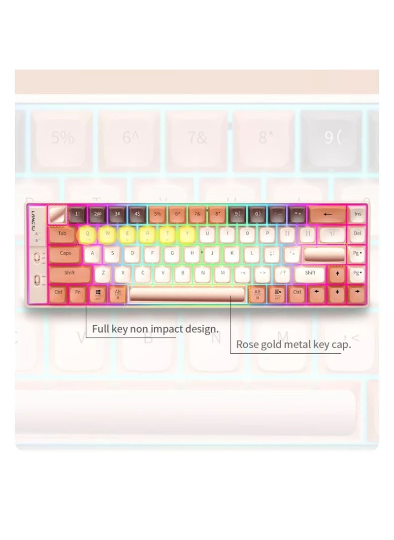 لانغتو - Outemu اللغة إل 10 لوحة مفاتيح ميكانيكية 69 مفتاحًا PBT Keycaps ثلاثي الوضع بلوتوث 5.0 + 2.4G لاسلكي + نوع سي برمجة ماكرو سلكية مخصصة التبديل الميكانيكية ل - البرتقالي COD - Image 1