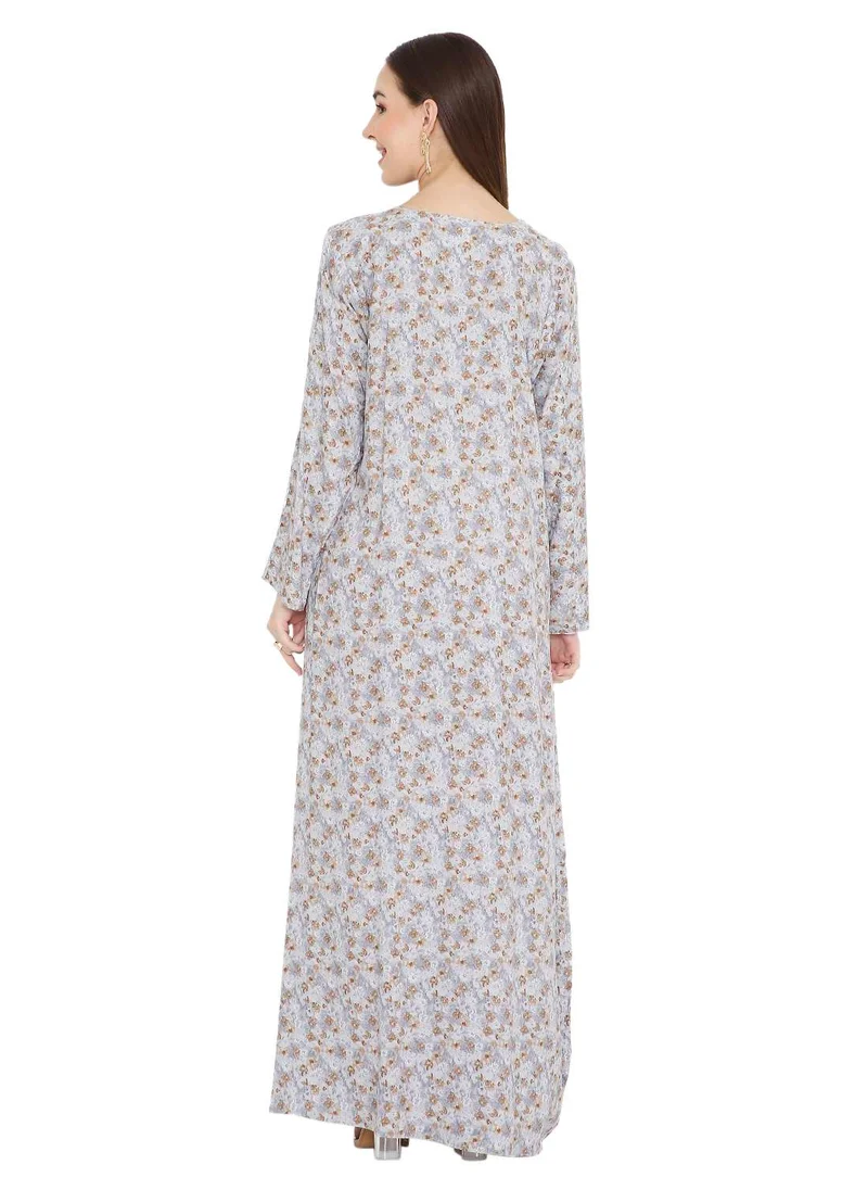 هانا آند سارا UNIQUE LONG PRINTED WITH STYLISH THREAD EMBROIDERY ELEGANT ARABIC KAFTAN JALABIYA DRESS