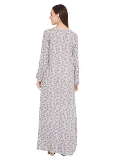 HANA & SARA UNIQUE LONG PRINTED WITH STYLISH THREAD EMBROIDERY ELEGANT ARABIC KAFTAN JALABIYA DRESS  - Image 2