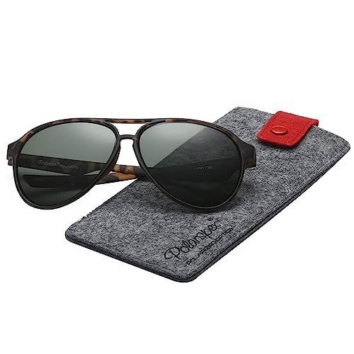 PolarSpex Classic Unisex Polarized Ultra Lightweight Flexible Aviator Sunglasses (Matte Tortoise | Polarized Olive, 56) - Image 2