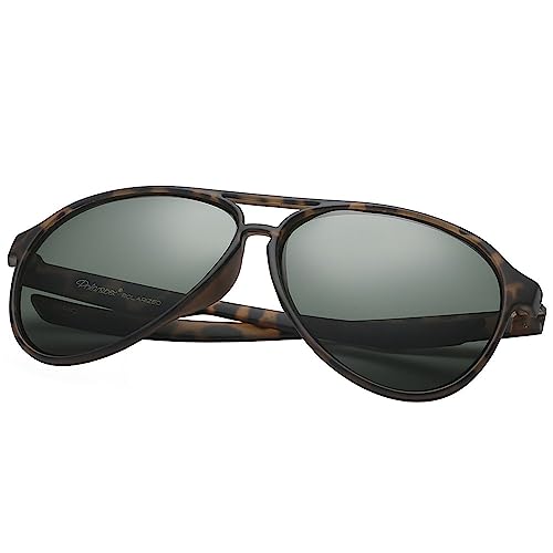 PolarSpex Classic Unisex Polarized Ultra Lightweight Flexible Aviator Sunglasses (Matte Tortoise | Polarized Olive, 56) - Image 4