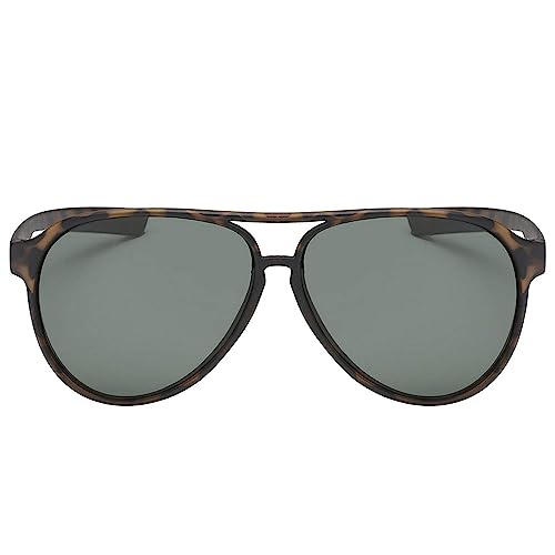 PolarSpex Classic Unisex Polarized Ultra Lightweight Flexible Aviator Sunglasses (Matte Tortoise | Polarized Olive, 56) - Image 1