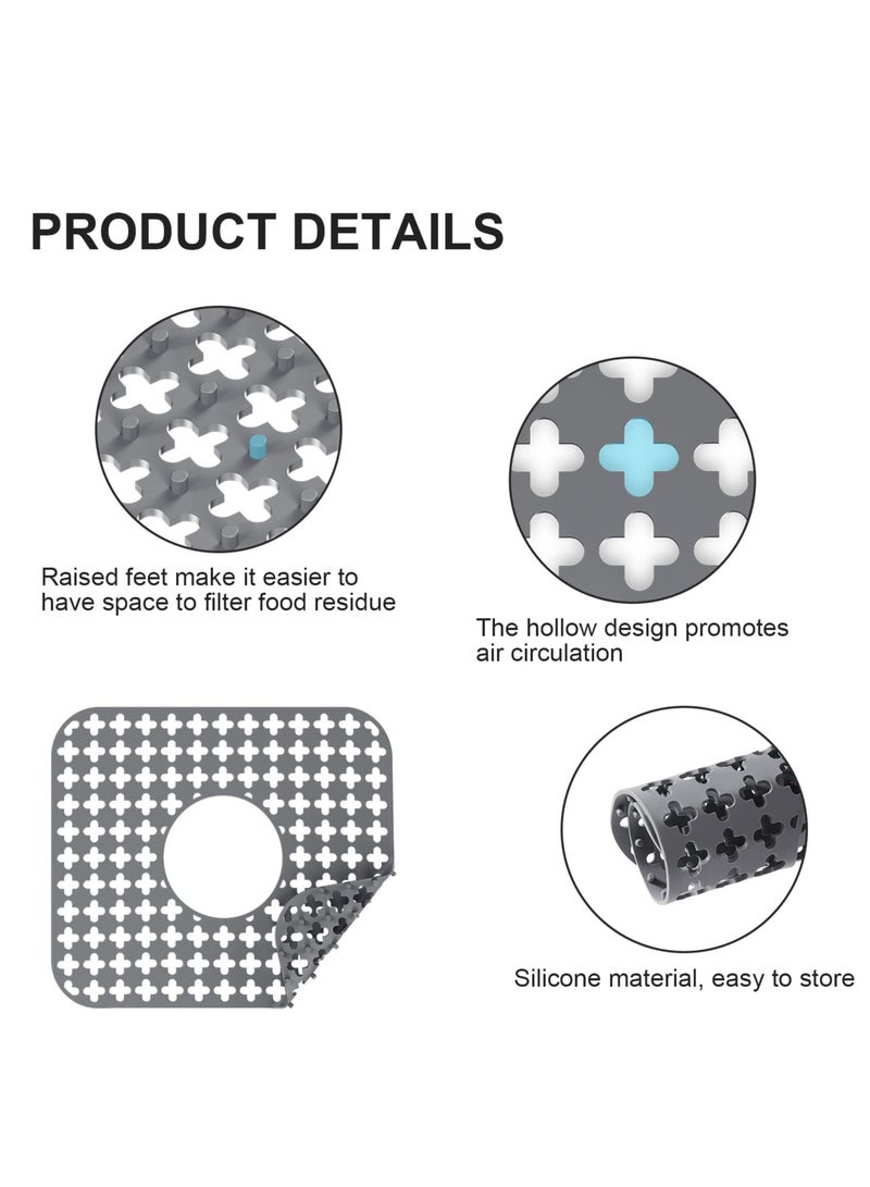 KASTWAVE حصائر المغسلة لقاعدة حوض المطبخ، واقيات حوض صديقة للبيئة من PVC لحوض المطبخ المصنوع من الفولاذ المقاوم للصدأ، سجادة تجفيف الأطباق سريعة التصريف، مقاومة للحرارة، رمادي داكن، 1 عبوة [14.17*11.81بوصة] - Image 4