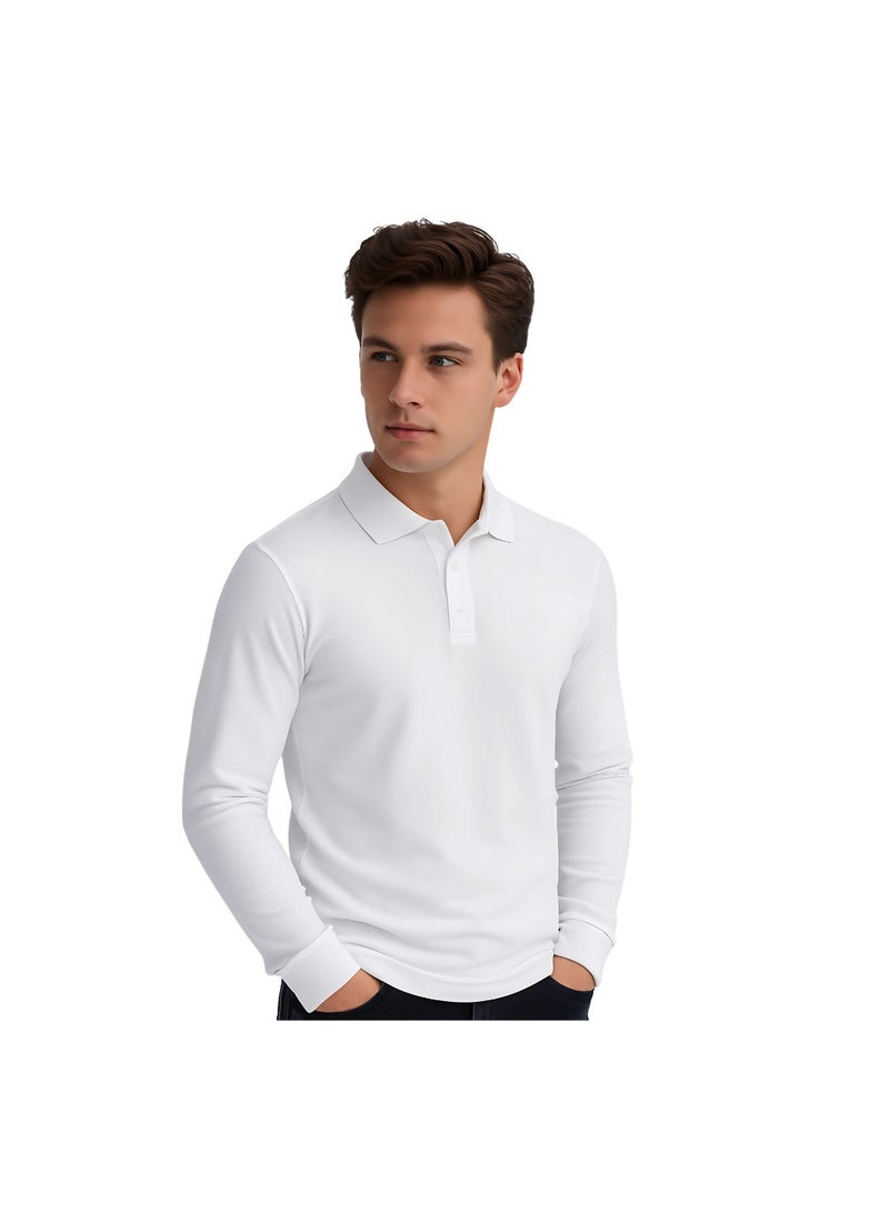 PRINTSHOP4ME Basic Men's Polo Long Sleeve T-Shirt|Comfortable & Stylish Polo Shirt - Image 2