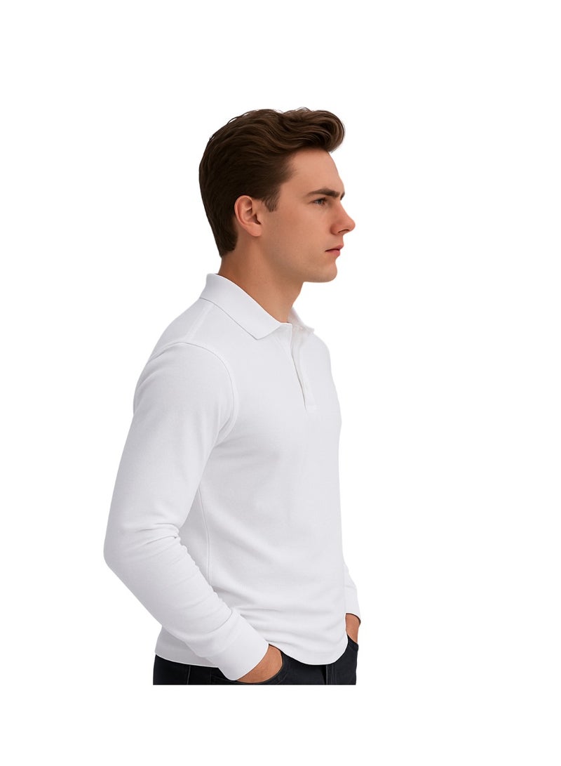 PRINTSHOP4ME Basic Men's Polo Long Sleeve T-Shirt|Comfortable & Stylish Polo Shirt - Image 4