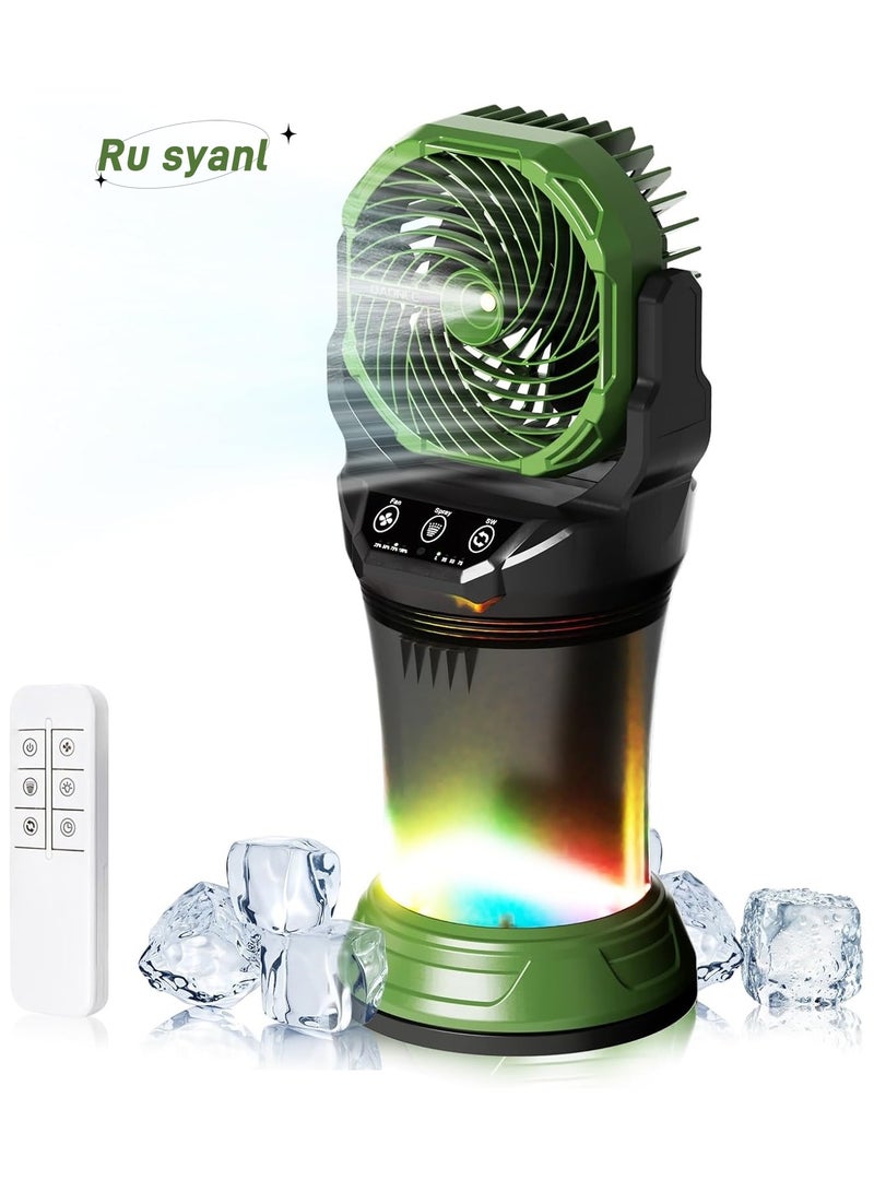 Ru syanl Portable Misting Fan with Remote & 30000mAh Rechargeable Misting Fans for Outside Patios Camping Beach & Workshops - Mist Fan Portable for Outdoor/Indoor 2L Built-in Water Tank RGB 4 Speeds & Spray - Image 1