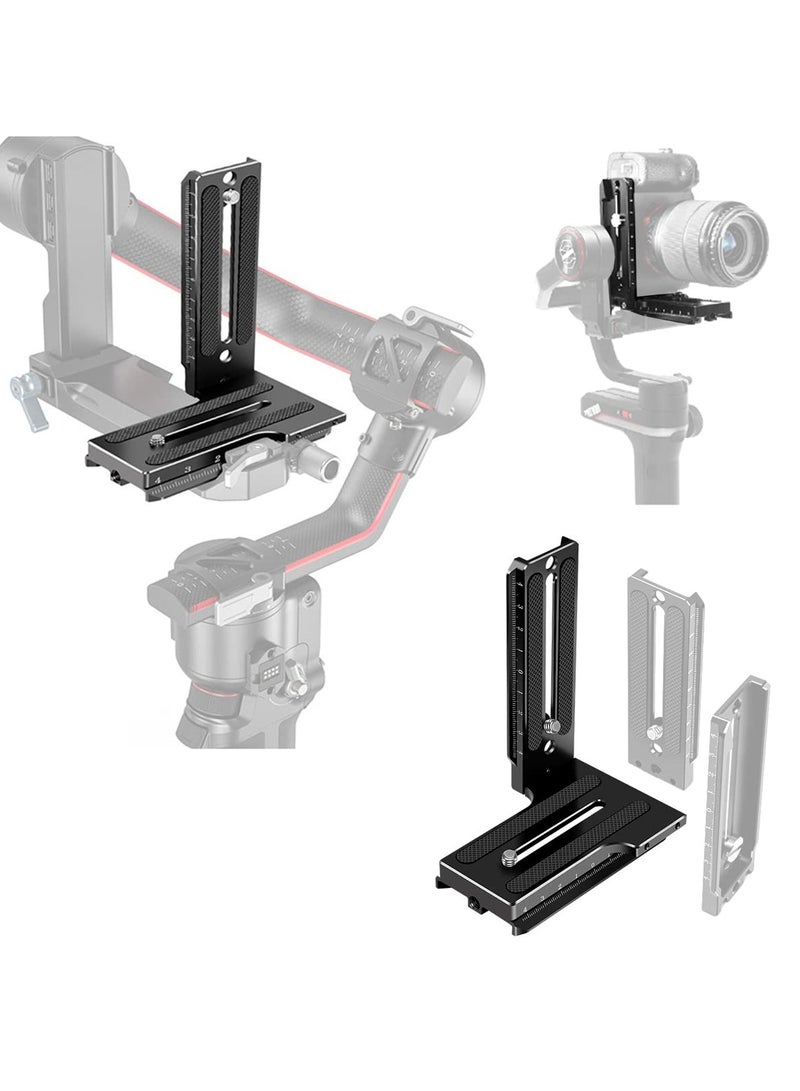 KASTWAVE Aluminum L Bracket Vertical Horizontal Switching Quick Release Plate for DJI Ronin RS2 RSC2 for Zhiyun Weebill-S Gimbal Stabilizer Tripod Monopod and SLRs  - Image 1