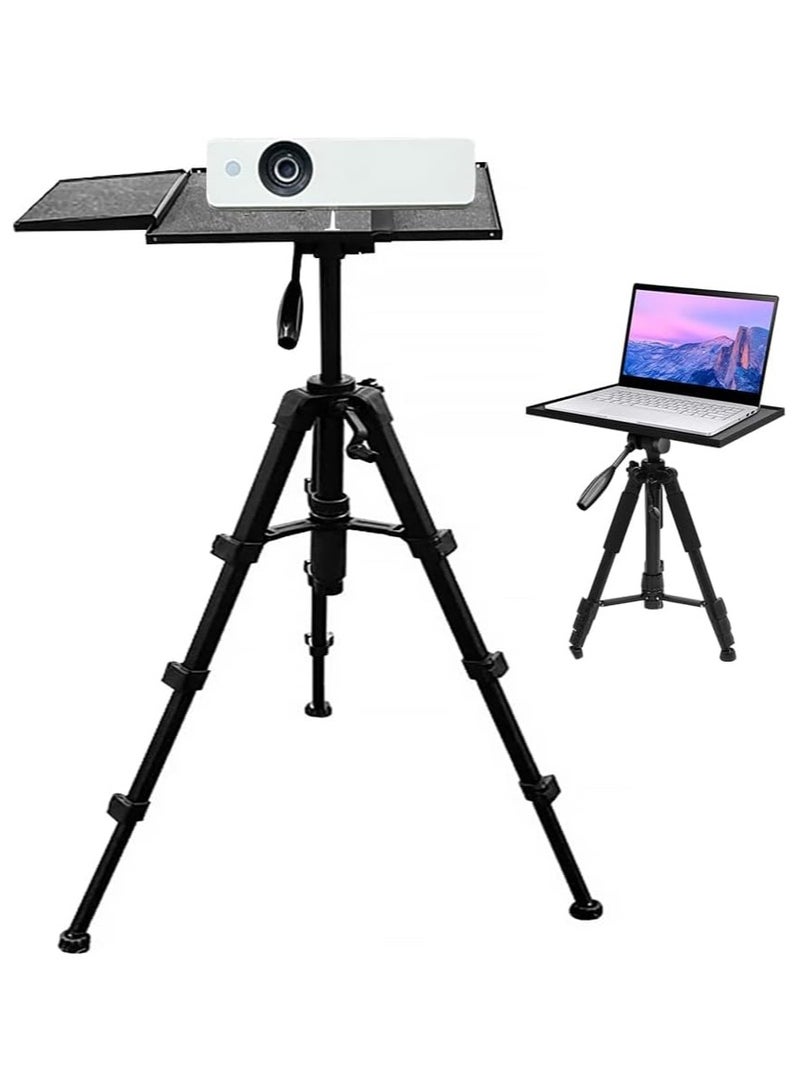 ارواق حامل ثلاثي القوائم لجهاز العرض، حامل عالمي للكمبيوتر المحمول، قابل للتعديل بارتفاع 53-110 سم، قابل للطي، دعم تلسكوبي مع صينية دوارة موسعة 360 درجة للمكتب والمنزل والاستوديو في الهواء الطلق - Image 1