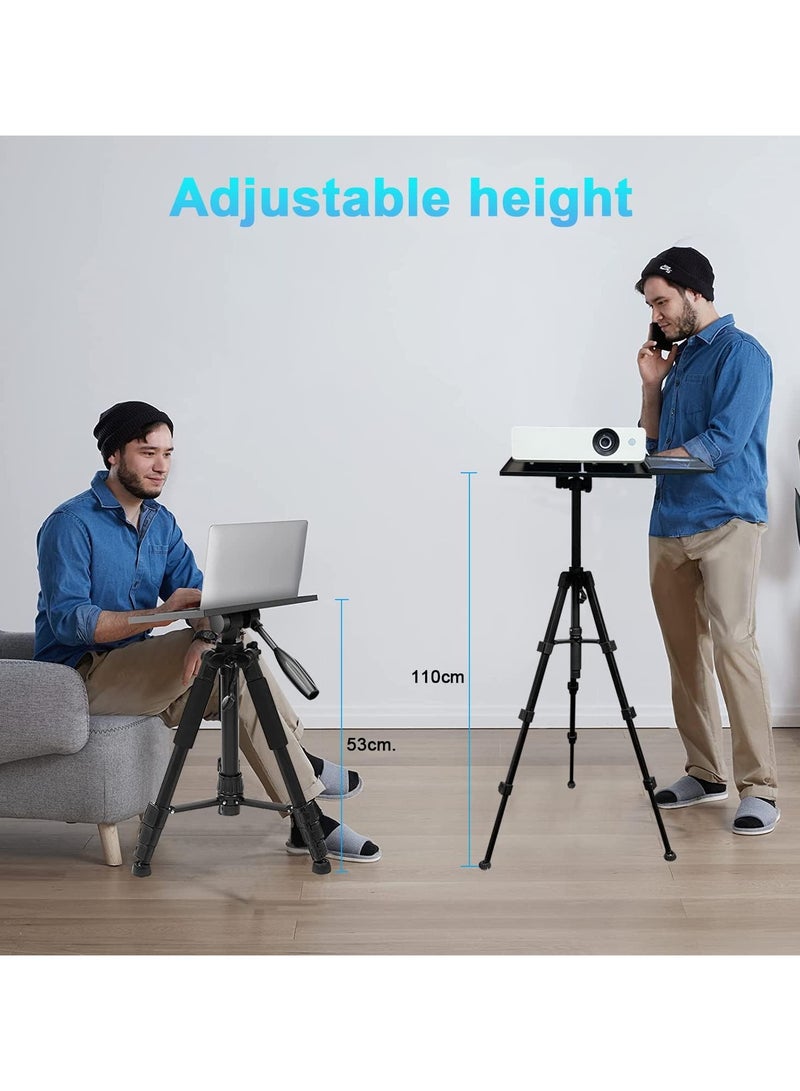 ارواق حامل ثلاثي القوائم لجهاز العرض، حامل عالمي للكمبيوتر المحمول، قابل للتعديل بارتفاع 53-110 سم، قابل للطي، دعم تلسكوبي مع صينية دوارة موسعة 360 درجة للمكتب والمنزل والاستوديو في الهواء الطلق - Image 3