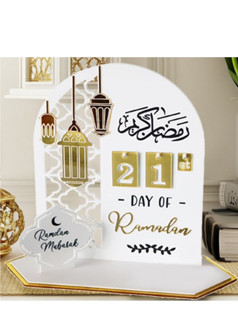 زينة رمضان زينة عيد مبارك زينة رمضان أكريليك زينة طاولة إسلامية زينة سطح المكتب تقويم عد تنازلي لرمضان تقويم عيد رمضان هدية رمضان - Image 1