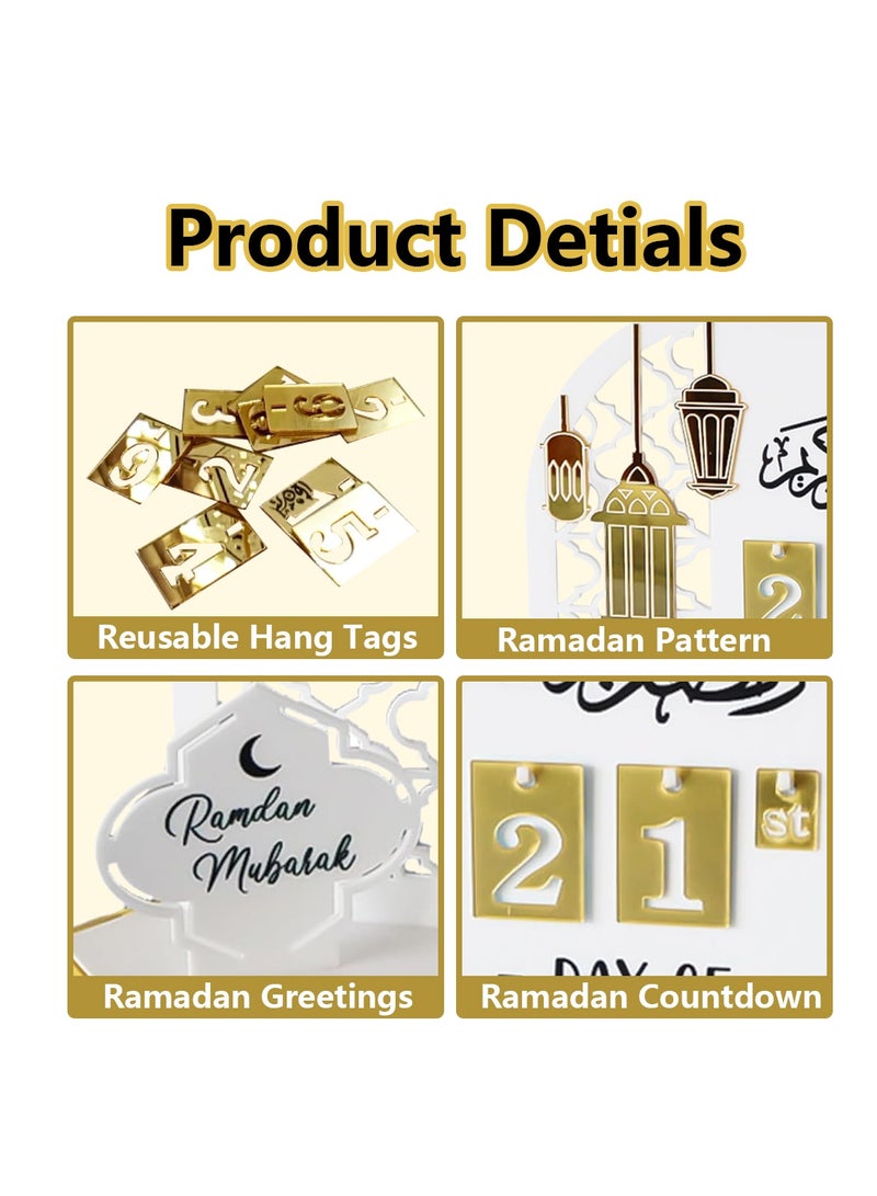 زينة رمضان زينة عيد مبارك زينة رمضان أكريليك زينة طاولة إسلامية زينة سطح المكتب تقويم عد تنازلي لرمضان تقويم عيد رمضان هدية رمضان - Image 3