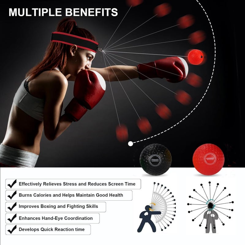 Dermasy Upgraded Boxing Reflex Ball, Boxing Training Ball with Headband Perfect for Reaction, Punching Speed, Fight Skill, Fitness, Newst Boxing Equipment - Image 3