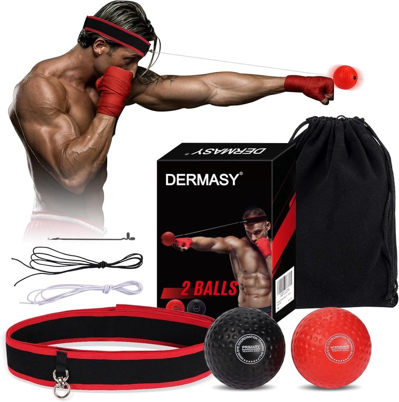 Dermasy Upgraded Boxing Reflex Ball, Boxing Training Ball with Headband Perfect for Reaction, Punching Speed, Fight Skill, Fitness, Newst Boxing Equipment - Image 1