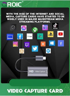 GROIC 4K HDMI Capture Card, Cam Link Video Capture Card HDMI to 1080P Type-C for Windows Mac OS System for Streaming Gaming Meeting with USB C Adapter to Adjust PS3 4, Switch, Xbox  - Image 4