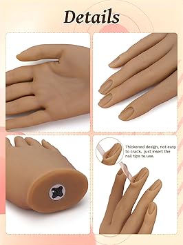 Deciniee Nail Practice Hand for Acrylic Nails Adjustable Silicone Nail Hand Practice Model with 240Pcs 3XL Clear False Nails Flexible Training Hand Manicure Kit for DIY Nail Art - Image 4