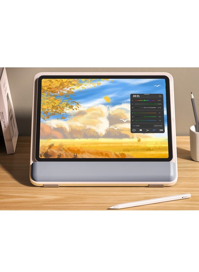 Tablet Desktop Stand Height Adjustable,Foldable Bamboo Drawing Ipad Holder,Multi-Angle Portable Stand Organizer,Compatible with 12.9 inch ipad pro 3rd/4th Gen