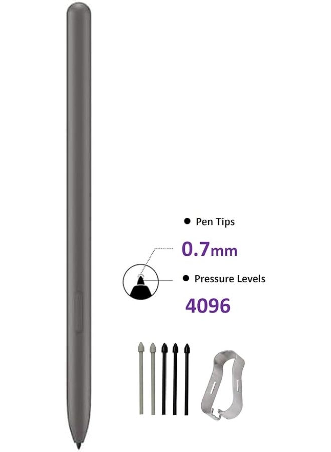 Galaxy Tab S9 FE S Pen [4096 Pressure Sensor] Replacement for Samsung Galaxy Tab S9 FE, Tab S9 FE+ Plus Tablet All Versions, Touch Stylus Pen with 5xTips/Nibs (Gray) - Image 4