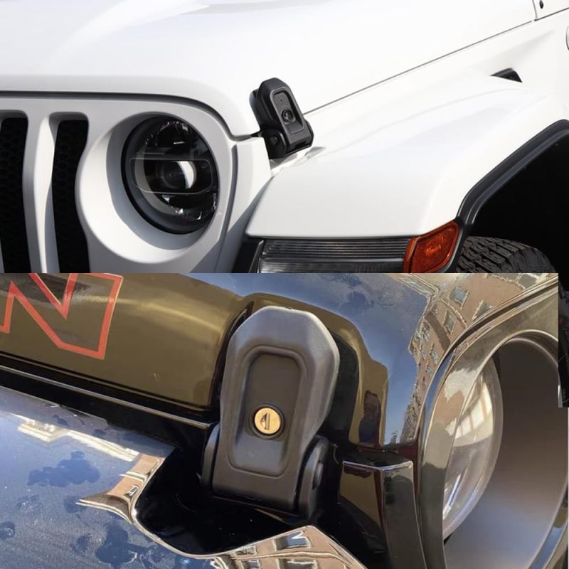 Car Hood Lock: Black High-strength ABS Anti Theft Hood Lock - Precision Spring Mount Anti Theft Device for Jeep Wrangler JL JLU 4XE Rubicon Sahara Sport Gladiator JT JK - Image 3