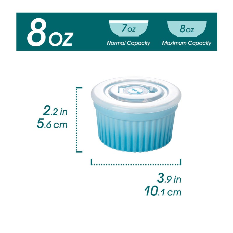 vancasso 8 oz Ramekins with Lid, Porcelain Creme Brulee Souffle Dishes, Blue Pudding Custard Cups Ramiken for Baking, Dishwasher and Oven Safe, Set of 6 - Image 2