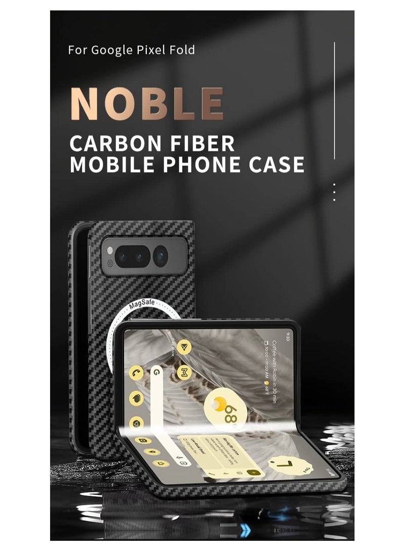 SOLARAE حافظة مغناطيسية لجوجل بيكسل فولد، حافظة من ألياف الأراميد متوافقة مع شحن ماغسيف اللاسلكي، مضادة للخدش، مقاومة للصدمات، رقيقة وخفيفة لحافظة الهاتف لبيكسل فولد (أسود، فضي) - Image 5
