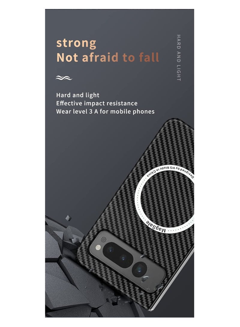 SOLARAE حافظة مغناطيسية لجوجل بيكسل فولد، حافظة من ألياف الأراميد متوافقة مع شحن ماغسيف اللاسلكي، مضادة للخدش، مقاومة للصدمات، رقيقة وخفيفة لحافظة الهاتف لبيكسل فولد (أسود، فضي) - Image 4