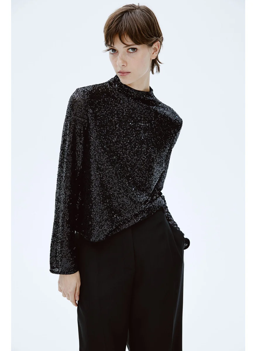 اتش اند ام Sequined Turtleneck Top