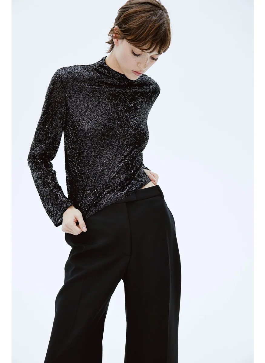 اتش اند ام Sequined Turtleneck Top