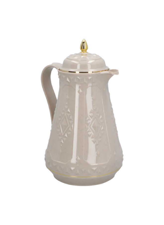 Rose - Plastic 2121 Compact Design Tea Thermos with Ergonomic Handle Off-White and Gold 1 L 52544 - Image 1