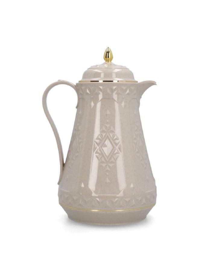 Rose - Plastic 2121 Compact Design Tea Thermos with Ergonomic Handle Off-White and Gold 1 L 52544 - Image 1