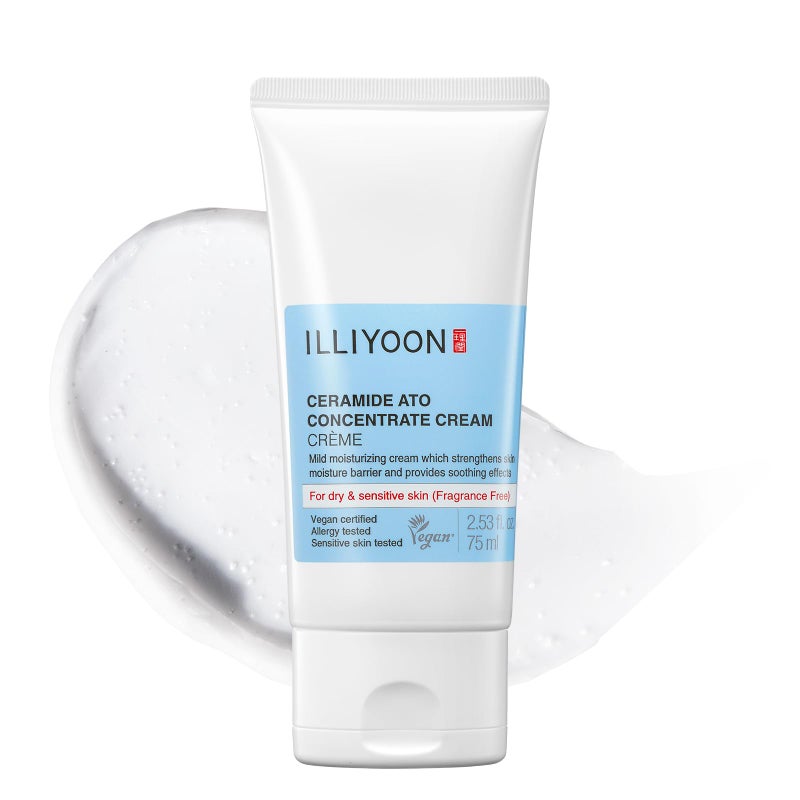 Illiyoon كريم إيلليوون سيراميد أتو المركز | مرطب للبشرة الجافة والحساسة، ترطيب يدوم 100 ساعة، للوجه والجسم، لطيف للأطفال، إصلاح حاجز الرطوبة، معتمد نباتيًا، 2.53 أونصة سائلة. - Image 1
