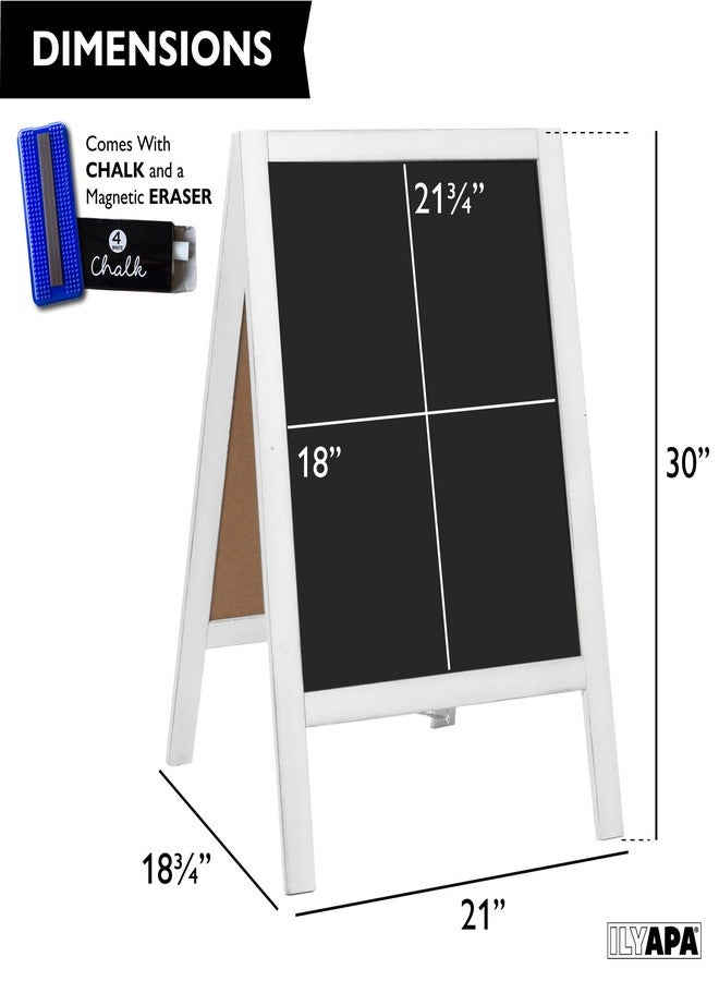 Ilyapa Wooden A-Frame Sign with Eraser & Chalk - 21 x 30 Inches Magnetic Sidewalk Chalkboard – White Menu Display for Restaurant, Business Or Wedding - Image 2