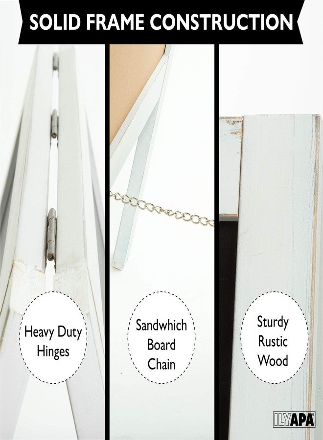 Ilyapa Wooden A-Frame Sign with Eraser & Chalk - 21 x 30 Inches Magnetic Sidewalk Chalkboard – White Menu Display for Restaurant, Business Or Wedding - Image 4