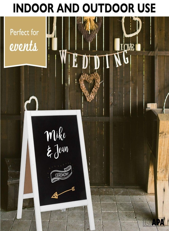 Ilyapa Wooden A-Frame Sign with Eraser & Chalk - 21 x 30 Inches Magnetic Sidewalk Chalkboard – White Menu Display for Restaurant, Business Or Wedding - Image 3