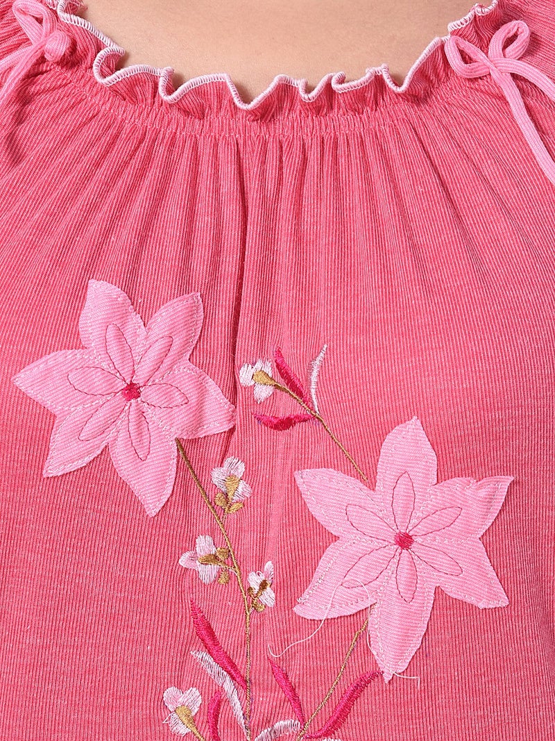 Noty Store Noty Women's Cotton Floral Maxi Nightgown (RS-1N-H-F-V_Magenta & Pink) - Image 5