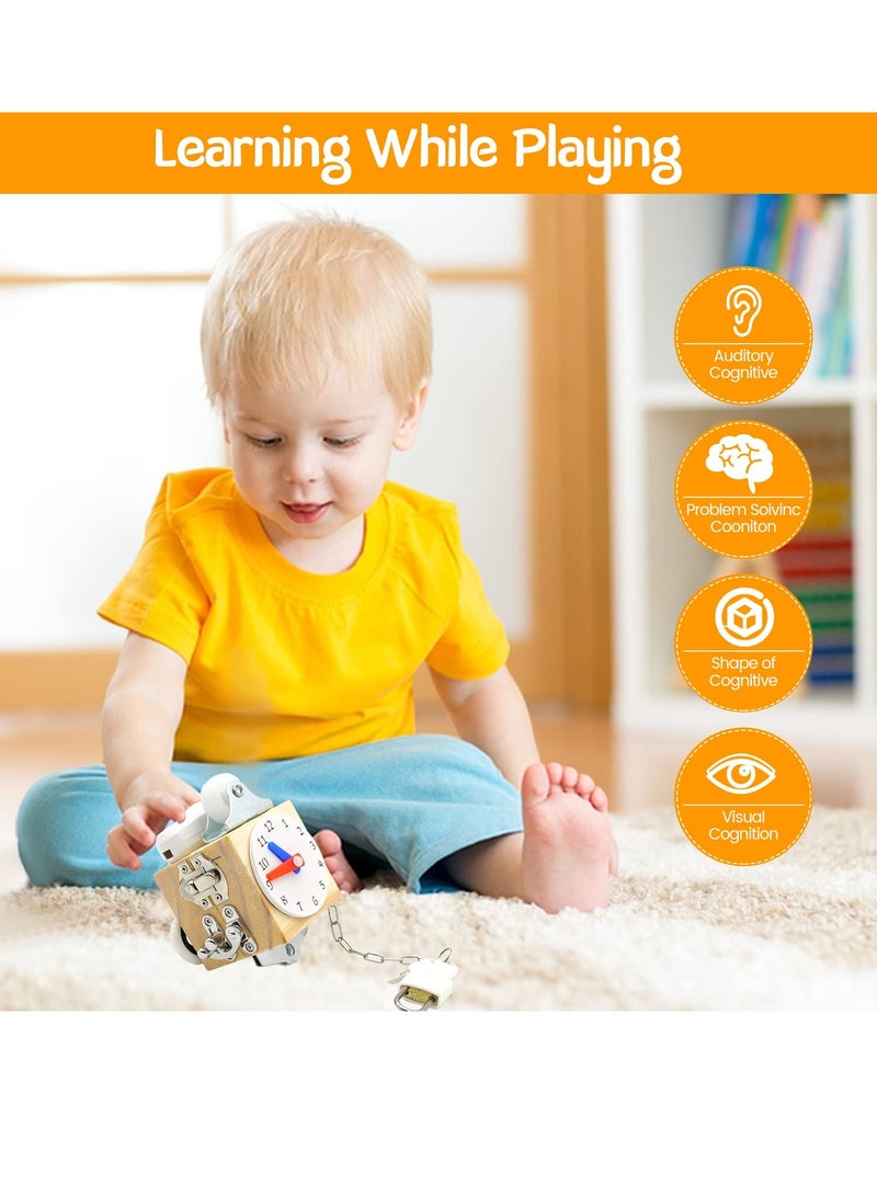 Sensory Busy Cube for Toddlers Travel Fidget Toy Educational Montessori Learning for Kids 1-3 Years Old - Image 2