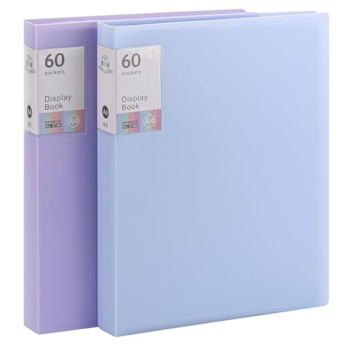 acDesign 2Pcs Binder with Plastic Sleeves，A4 Art Portfolio Display 120 Pages, Portfolio Folder for Certificate Binder Organizer - Image 1
