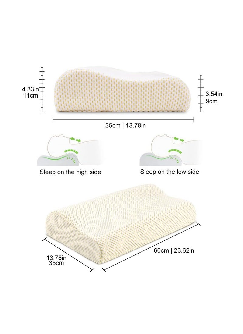 Generic 60 cm x 35.05 cm memory foam pillow for neck support, comfortable for sleeping, orthopedic for side and back support, gold  - Image 2