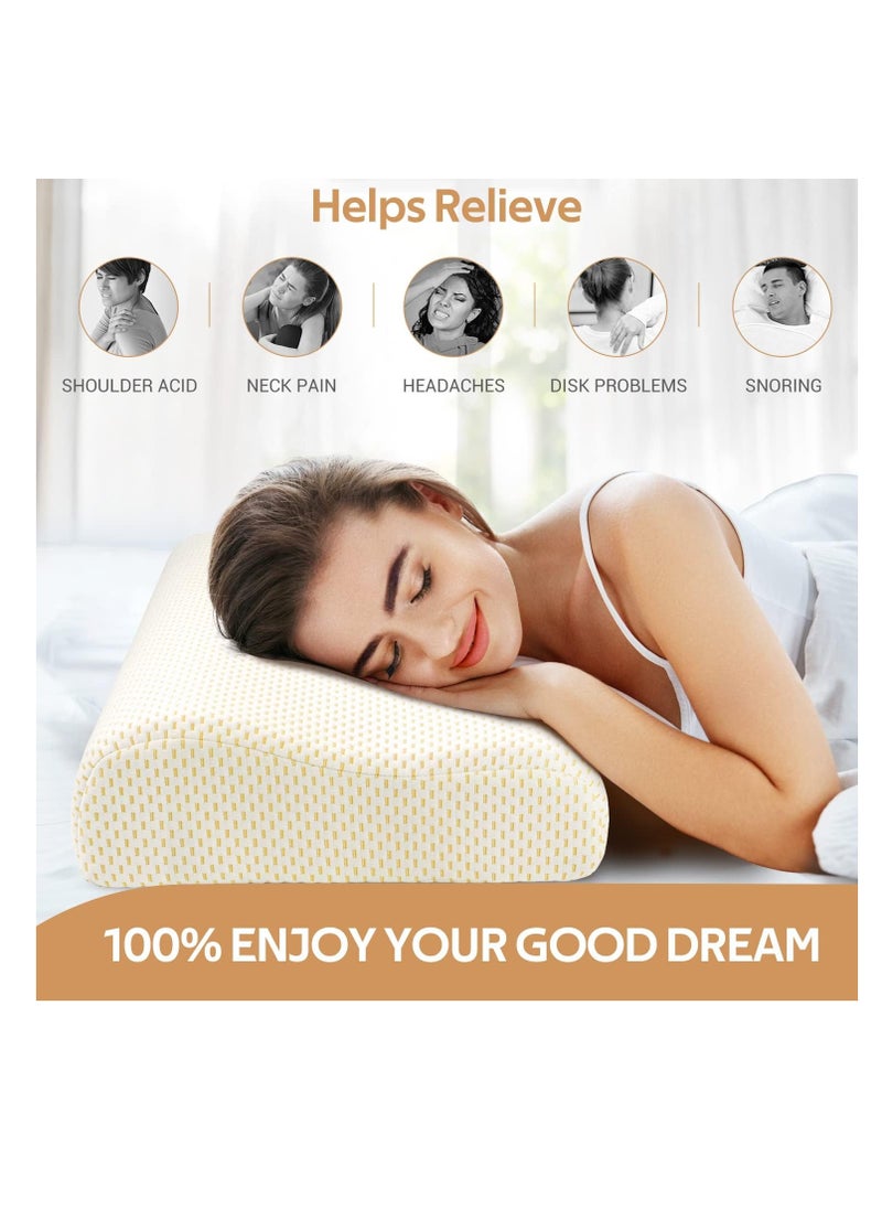 Generic 60 cm x 35.05 cm memory foam pillow for neck support, comfortable for sleeping, orthopedic for side and back support, gold  - Image 3