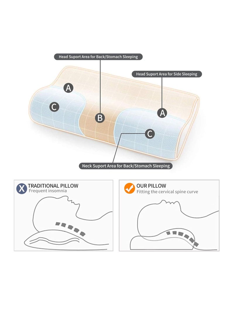 Generic 60 cm x 35.05 cm memory foam pillow for neck support, comfortable for sleeping, orthopedic for side and back support, gold  - Image 4