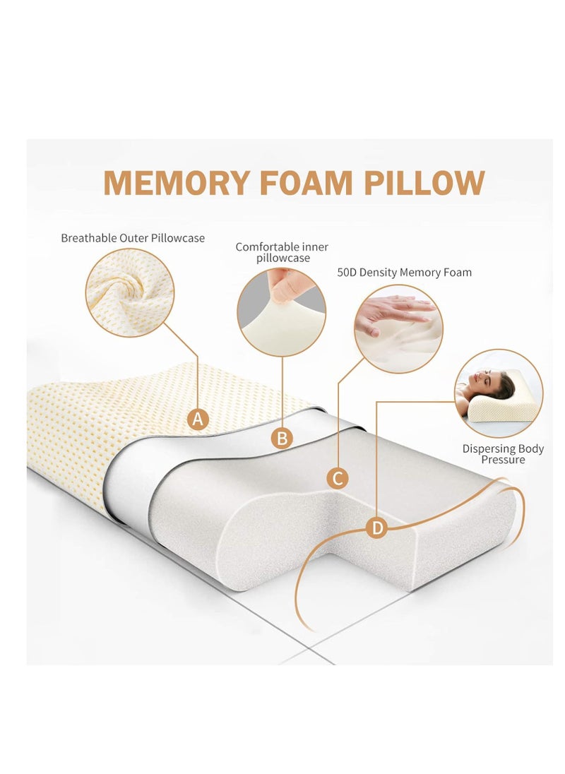 Generic 60 cm x 35.05 cm memory foam pillow for neck support, comfortable for sleeping, orthopedic for side and back support, gold  - Image 5