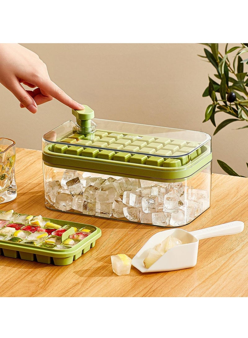 NOOA Ice Cube Tray with Lid and Storage Box, One Click Easy Release 64 Small Nugget Ice, 2 Tray Ice Cube Molds with Container and Scoop - Image 1