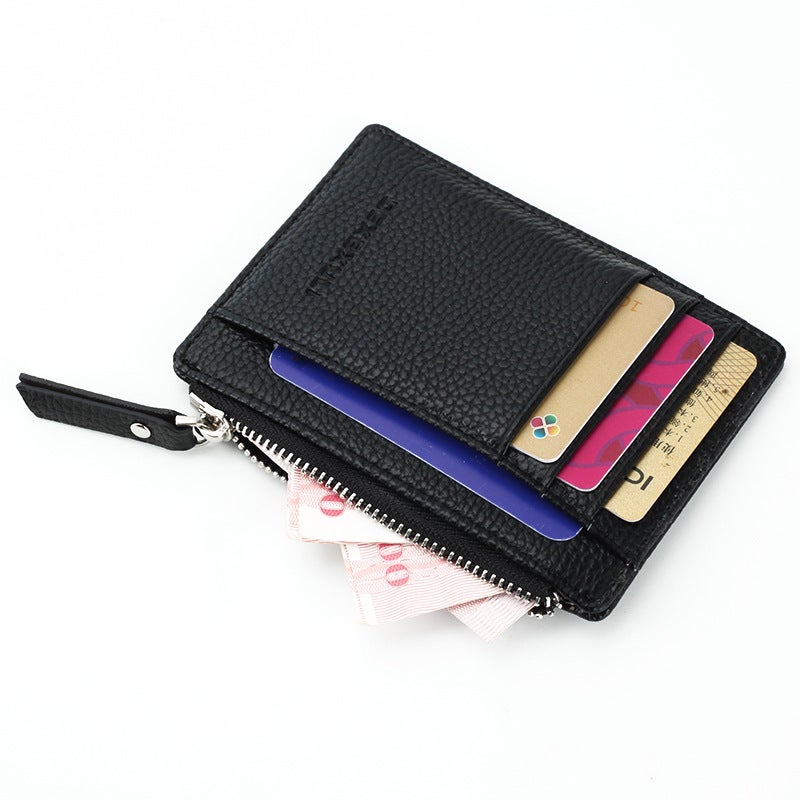 Hot-Selling Mens Multi-Card Wallet Korean-Style Multifunctional Zipper Coin Purse Black