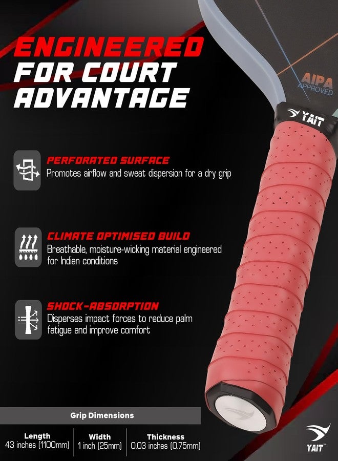 YAIT Universal Overgrips (Pack of 3) | High Tack Design | Breathable Comfort Material | Usable for Pickleball, Badminton, Tennis, Squash and Padel | Red, Blue & Grey Colours - Pack of 3 - Image 3