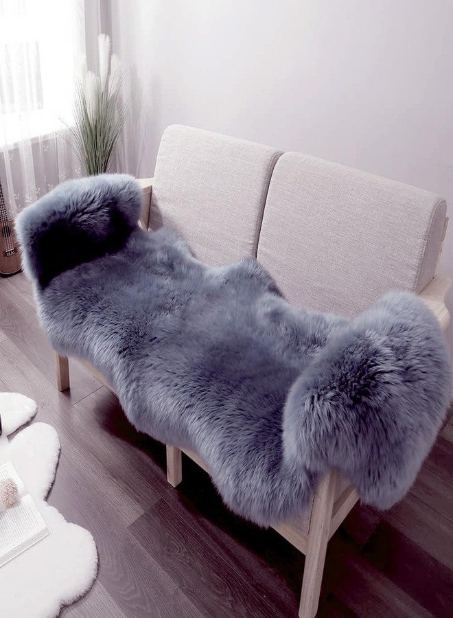 IRIWOOL Premium Genuine Fur Sheepskin Rug Real Australia Sheepskin Natural Luxury Fluffy Lambskin Fur Area Rug Seat Covers for Kids Bedroom Sofa Chair Cover Pets Dogs Mat (2' x 6'Dark Gray) - Image 1