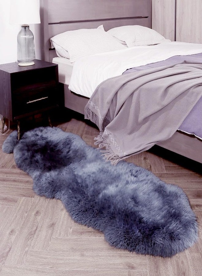 IRIWOOL Premium Genuine Fur Sheepskin Rug Real Australia Sheepskin Natural Luxury Fluffy Lambskin Fur Area Rug Seat Covers for Kids Bedroom Sofa Chair Cover Pets Dogs Mat (2' x 6'Dark Gray) - Image 2