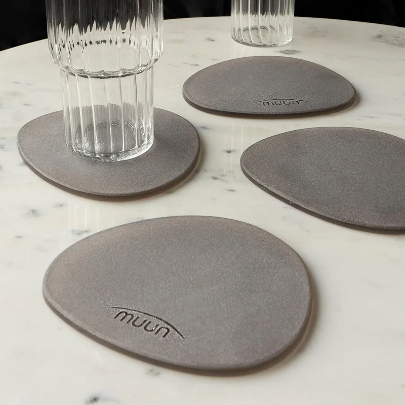 Muun Home MUUN HOME Frosted Glass Coasters Set of 4 - Brown, 11.1x10x0.4cm