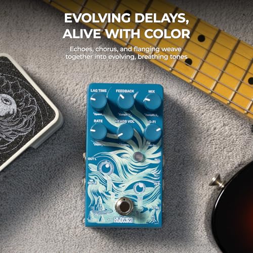 Klowra Rilum Multi-Head Tape Delay & Modulation Pedal for Electric Guitar and Synth, Vintage Tape Echo with Through-Zero Flanger, Chorus, Tap Tempo & Twisted Tempo, Stereo Outputs - Image 2